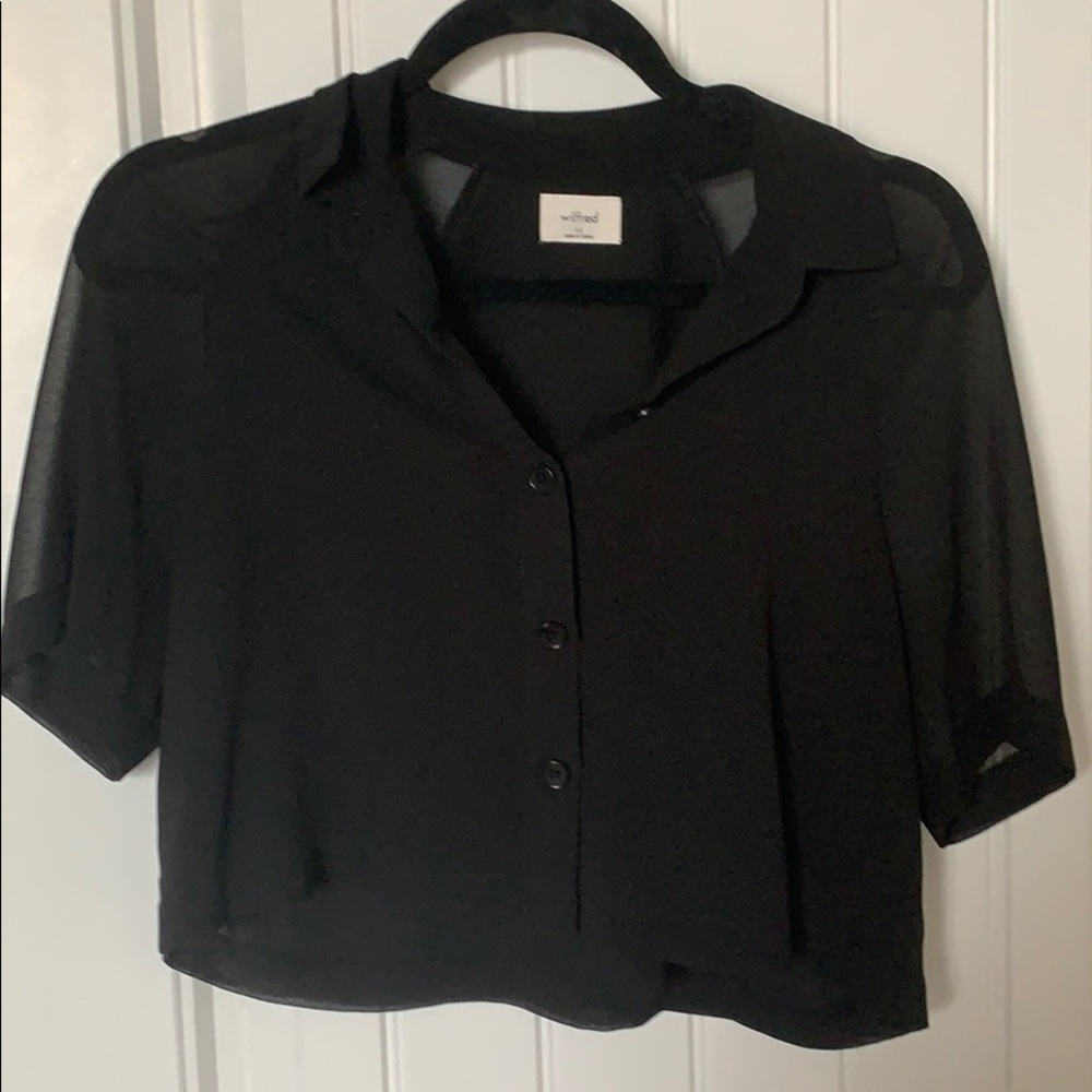Wilfred black chiffon cropped blouse